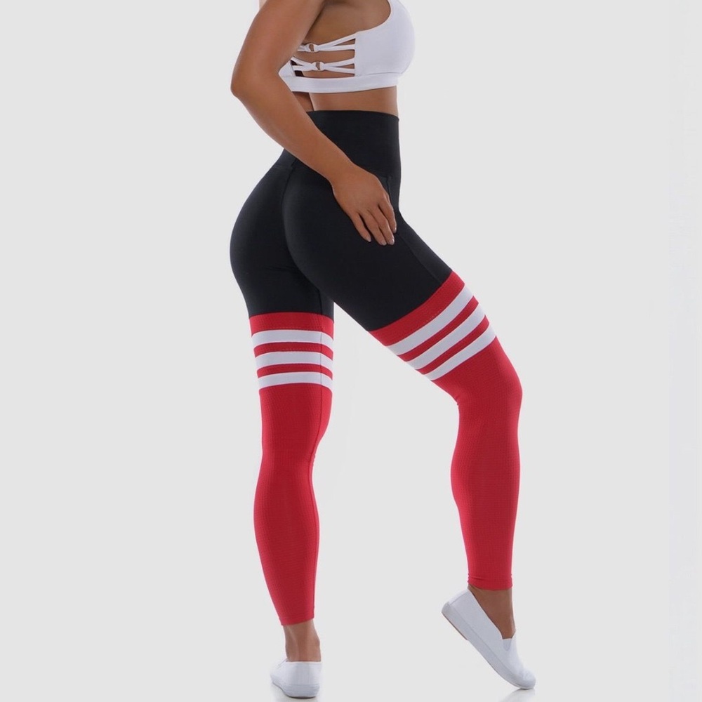 Bombshell red/black sock leggings